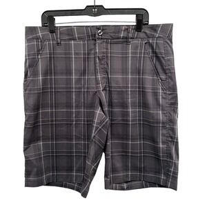 Fila Sport Golf Shorts Men's Size 36 Gray Plaid Casual Quick Dry Pockets Sports